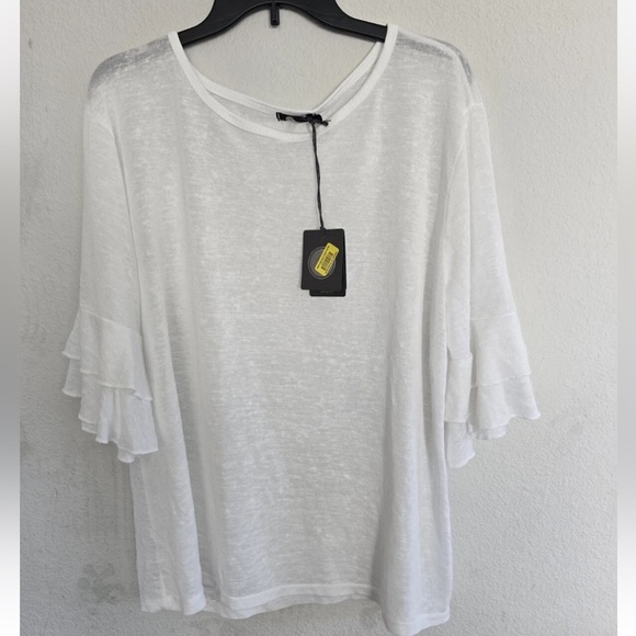 $88 JM Blouse Womens XL White Flutter 3/4 Sleeve Liquid Knit Angel Minimalist - Picture 4 of 12